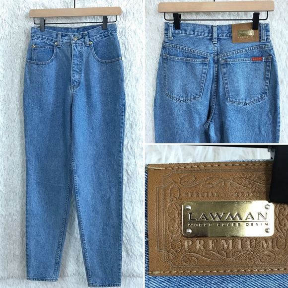 Vintage Denim - Vintage Mom Jeans High Rise Tapered Leg Lawman 25W